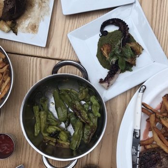 Frenchie Wine Bistro - Shishito Peppers, Octopus, French Fries, Sirloin Steak. B+ overall! - Wine Bars Near Me - Boston, Massachusetts Frenchie Wine Bistro - Shishito Peppers, Octopus, French Fries, Sirloin Steak. B+ overall! - Wine Bars Near Me - Boston, Massachusetts