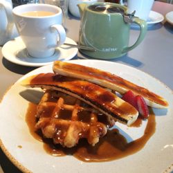 Dundee Contemporary Arts - Waffle with glazed banana and toffee sauce, yum yum!