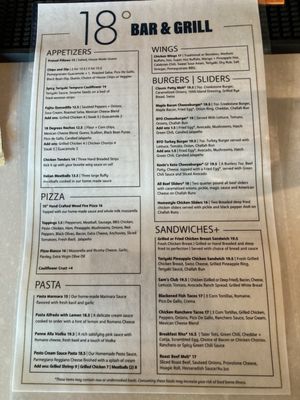 Menu photo 6 18 Degrees Scottsdale, AZ