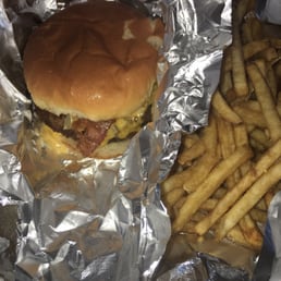 Bacon Cheeseburger (2 patties) with Grilled Onions, Grilled Jalapeños, BBQ Sauce and Fries! So delicious!! Bacon Cheeseburger (2 patties) with Grilled Onions, Grilled Jalapeños, BBQ Sauce and Fries! So delicious!!