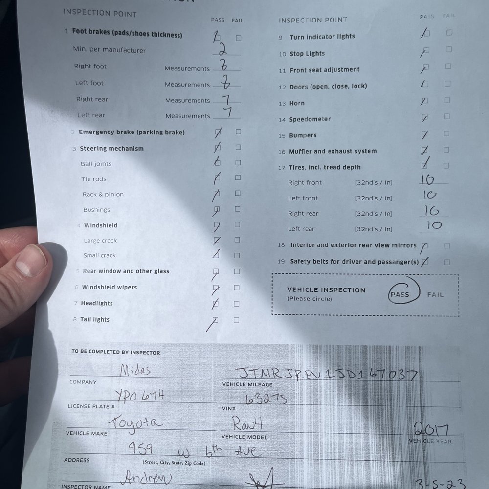 Colorado Tire & Service - receipt from Toyota - Auto Repair Near Me - Centennial, Colorado