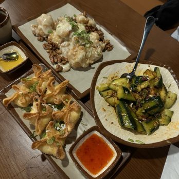 Dumpling U - Cheese rangoons, honey walnut shrimp, and cucumber salad - Chinese Near Me - Fresno, California