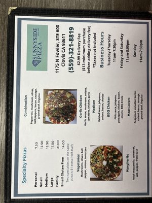 Menu photo 3 Sunnyside Pizza Clovis, CA