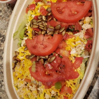 Taco Time - Chicken Taco Salad with medium salsa dressing and pepitas. - Mexican Near Me - Bremerton, Washington