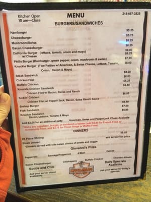 Menu photo 2 Knuckleheads Bar & Grill Hill City, MN Menu photo 2 Knuckleheads Bar & Grill Hill City, MN