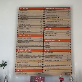 Nook Coffee Bar - Menu (Dec. 2025) - Coffee & Tea Near Me - Torrance, California