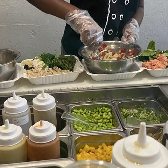 Poke Salad Bar - Making my two bowls of poke. One small and one medium. 2 Scoops Small 1/2 and 1/2. - Poke Near Me - South Pasadena, California Poke Salad Bar - Making my two bowls of poke. One small and one medium. 2 Scoops Small 1/2 and 1/2. - Poke Near Me - South Pasadena, California