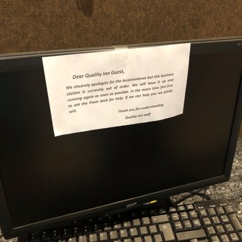 Quality Inn - Out of order computer/printer in lobby.  Wifi works well though. - Hotels Near Me - Corning, New York