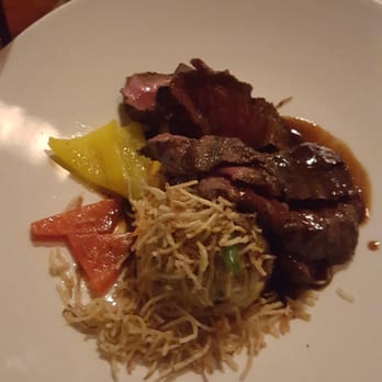 Escoba Bistro & Wine Bar - 6 oz flat iron steak medium rare. The onion straws are so tasty too! - Wine Bars Near Me - Calgary, Alberta Escoba Bistro & Wine Bar - 6 oz flat iron steak medium rare. The onion straws are so tasty too! - Wine Bars Near Me - Calgary, Alberta