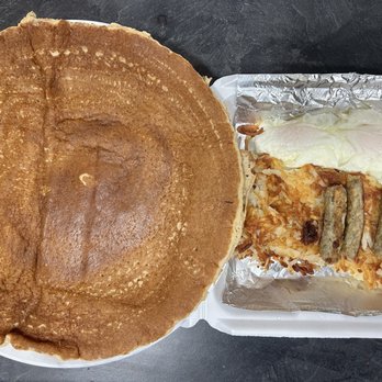 The Blueberry Cafe - Platter B. Pancake the size of a dinner plate - Waffles Near Me - Kettering, Ohio