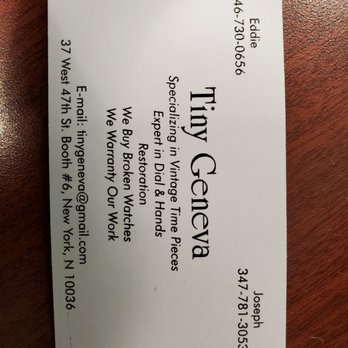 Tiny Geneva - Amazing people. I was told by many people that my rolex was impossible to fix. However, Eddie did fix my rolex and it looks amazing. - Antiques Near Me - New York, New York Tiny Geneva - Amazing people. I was told by many people that my rolex was impossible to fix. However, Eddie did fix my rolex and it looks amazing. - Antiques Near Me - New York, New York