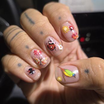 Naveana Nail Salon - Gel manicure with design (stickers) - Nail Salons Near Me - Albany, California Naveana Nail Salon - Gel manicure with design (stickers) - Nail Salons Near Me - Albany, California