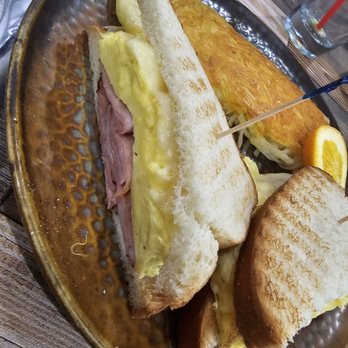 Eggscellent - Ham, Swiss cheese, eggs on white toast and golden perfection hashbrowns! - Breakfast & Brunch Near Me - Las Vegas, Nevada Eggscellent - Ham, Swiss cheese, eggs on white toast and golden perfection hashbrowns! - Breakfast & Brunch Near Me - Las Vegas, Nevada