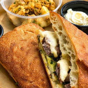 Super Subs - The steak sandwich, 8 ounce ribeye cooked perfectly with a side of potato salad - Sandwiches Near Me - Los Angeles, California Super Subs - The steak sandwich, 8 ounce ribeye cooked perfectly with a side of potato salad - Sandwiches Near Me - Los Angeles, California