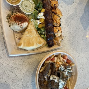 Luna Grill Moorpark - Loaded Fries and Chicken Kabob & Koobideh Kabob Plate - Mediterranean Near Me - Moorpark, California