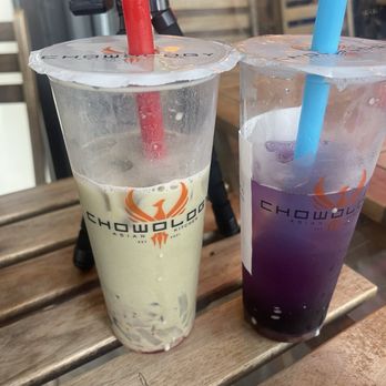 Chowology: Asian Kitchen - Strawberry Matcha Tea (left) and Butterfly Lychee Tea (right) - Asian Fusion Near Me - Pembroke Pines, Florida