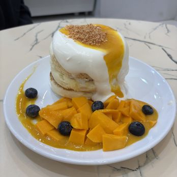 Nostimo Cafe & Tea - mango soufflé pancakes - Coffee & Tea Near Me - Westminster, California