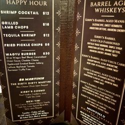 Kirby's Steakhouse - Happy hour menu