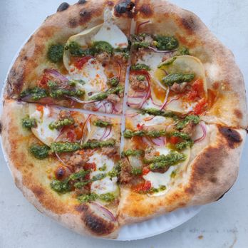La Fenice Pizza - Pesto & Sausage - Pizza Near Me - San Jose, California La Fenice Pizza - Pesto & Sausage - Pizza Near Me - San Jose, California