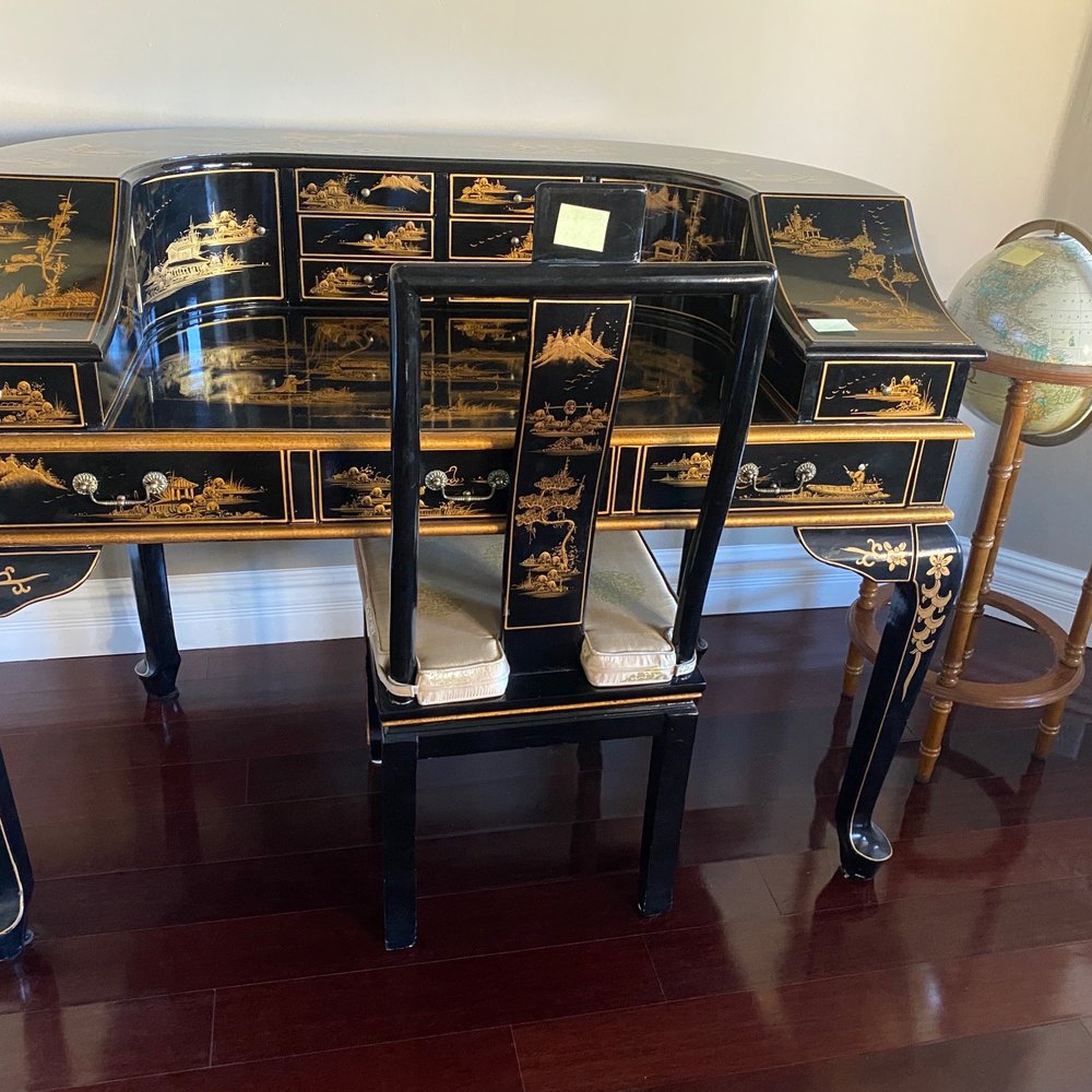 Quality Consignment - Black handpainted Chinese table and chair. - Used, Vintage & Consignment Near Me - Fountain Hills, Arizona Quality Consignment - Black handpainted Chinese table and chair. - Used, Vintage & Consignment Near Me - Fountain Hills, Arizona