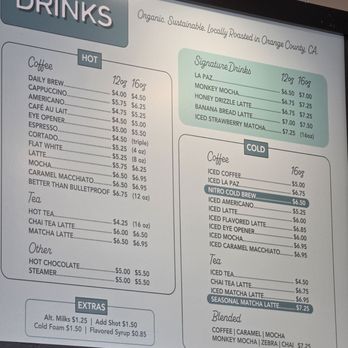 The Lost Bean - MENU 09.25.26 - Coffee & Tea Near Me - Irvine, California