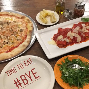 Toscana - Pizza Pisana, Seafood Cannelloni (Special), and Arugula Salad - Pizza Near Me - Solvang, California Toscana - Pizza Pisana, Seafood Cannelloni (Special), and Arugula Salad - Pizza Near Me - Solvang, California