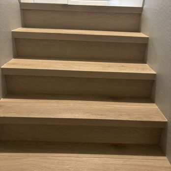 Floor One - Stairs look great and I love how the planks encompass the stair, no horrible stair noses - Flooring Near Me - Mesa, Arizona