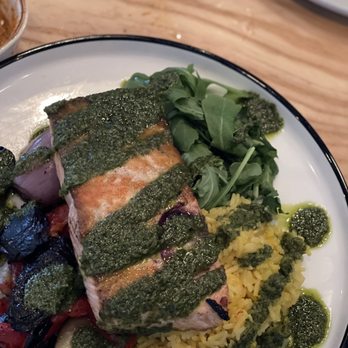 Nomad - Salmon over saffron rice and carrots - Chicken Shop Near Me - Columbus, Ohio