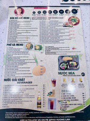 Menu photo 2 Pho Huong Lan Orlando, FL