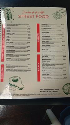 Menu photo 1 Street Tacos Italian Bistro Clanton, AL Menu photo 1 Street Tacos Italian Bistro Clanton, AL