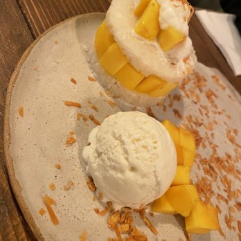 Mango Mango Dessert - Mango sticky rice with ice cream and toasted coconut flakes - Desserts Near Me - New York, New York