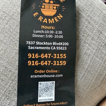 E Ramen - Menu - Ramen Near Me - Sacramento, California