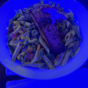 Bertie's Restaurant - Rasta vegetarian pasta (with salmon added) - Caribbean Near Me - Brandon, Florida