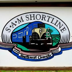 Plains Georgia - Signage for the SAM Shortline Excursion Train within the PLAINS CITY PARK in Plains, Georgia.