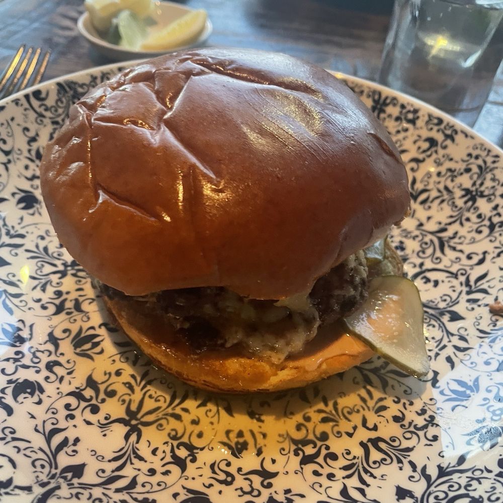 Gemma - Wagyu cheeseburger.  Sadly, overcooked though! - French Near Me - Dallas, Texas
