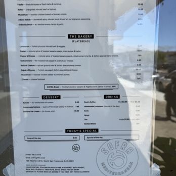 Sofra Grill - menu - Mediterranean Near Me - South San Francisco, California