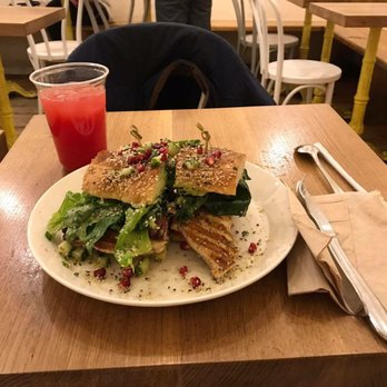 Cafe Madeline - Grilled chicken and smoked bacon sandwich. Watermelon juice - Breakfast & Brunch Near Me - Brooklyn, New York Cafe Madeline - Grilled chicken and smoked bacon sandwich. Watermelon juice - Breakfast & Brunch Near Me - Brooklyn, New York