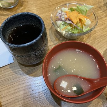 Sushi Cho - Starter miso soup and salad - Japanese Near Me - Fairfax, Virginia Sushi Cho - Starter miso soup and salad - Japanese Near Me - Fairfax, Virginia