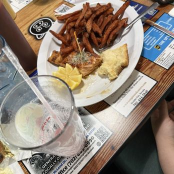 Fox Smokehouse BBQ - Salmon and sweet potatoes - Barbeque Near Me - Boulder City, Nevada