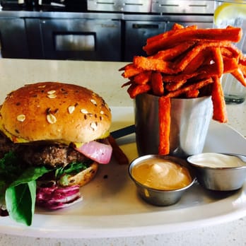 The Counter - Bison burger with smoked Gouda,red onions,tomatoes and organic greens!side of sweet potato fries with special sauce! - Burgers Near Me - Honolulu, Hawaii The Counter - Bison burger with smoked Gouda,red onions,tomatoes and organic greens!side of sweet potato fries with special sauce! - Burgers Near Me - Honolulu, Hawaii
