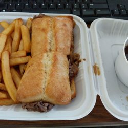 Bobby's Hideaway - Roast beef dip sandwich and fries