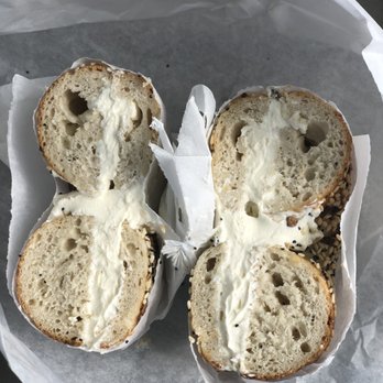 El Bagel - Everything bagel toasted with plain cream cheese - Bagels Near Me - Miami, Florida