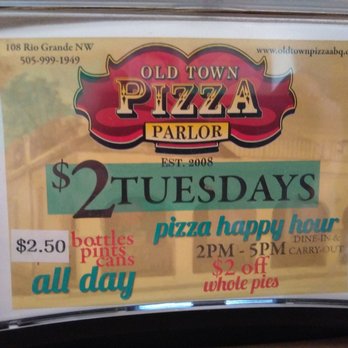 Old Town Pizza Parlor - Tuesday discounts - Pizza Near Me - Albuquerque, New Mexico