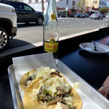 Fish Guts - De Hongos/Mushroom tacos (oyster, cremini, shiitake mushrooms, roasted tomatillo salsa, Manchego cheese), $12 for two (April 2025) - Seafood Near Me - San Diego, California Fish Guts - De Hongos/Mushroom tacos (oyster, cremini, shiitake mushrooms, roasted tomatillo salsa, Manchego cheese), $12 for two (April 2025) - Seafood Near Me - San Diego, California