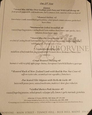 Menu photo 1 Arborvine Blue Hill, ME