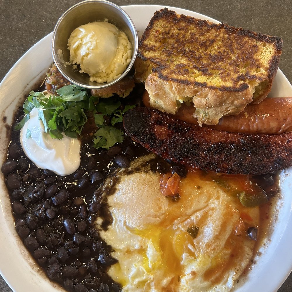 Crossroads Cafe - Andouille sausage + cornbread + beans + eggs + salsa = delicious Zydeco!! - Cafes Near Me - Joshua Tree, California Crossroads Cafe - Andouille sausage + cornbread + beans + eggs + salsa = delicious Zydeco!! - Cafes Near Me - Joshua Tree, California