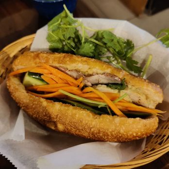 Broken Rice Restaurant Com Tam Viet - Banh Mi ( sliced pork ) ( I pulled off the cilantro for the picture ) - Vietnamese Near Me - Gladstone, Missouri Broken Rice Restaurant Com Tam Viet - Banh Mi ( sliced pork ) ( I pulled off the cilantro for the picture ) - Vietnamese Near Me - Gladstone, Missouri