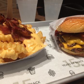 Shake Shack - Double smoke shack and bacon cheese fries - Burgers Near Me - San Diego, California Shake Shack - Double smoke shack and bacon cheese fries - Burgers Near Me - San Diego, California