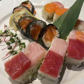 Seabutter - Rainbow Pressed Roll & Salmon Cut Roll - Japanese Near Me - Westlake Village, California