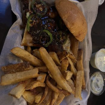 Regents Field - Diablo burger (chicken instead of a burger patty) - Sports Bars Near Me - Ann Arbor, Michigan Regents Field - Diablo burger (chicken instead of a burger patty) - Sports Bars Near Me - Ann Arbor, Michigan